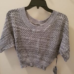 Poof Crop Gray Sweater Juniors Small NWT